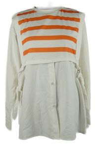 Dámská bílo-oranžová pruhovaná halenková tunika 