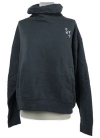 Dámská tmavošedá oversized mikina s komínovým límcem 