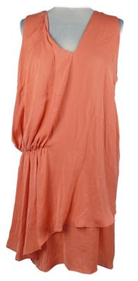 Dámske lososové šaty s řasením Zara