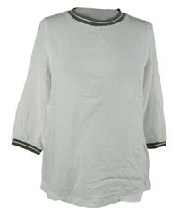 Dámska biela blúzka so šedým lemem Up2Fashion