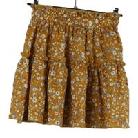 Dámska okrová kvietkovana sukňa s volánikmi Shein