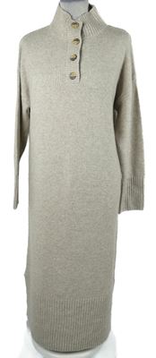 Dámske béžové svetrové šaty so stojačikom Nutmeg