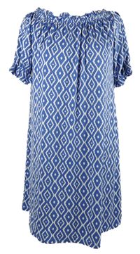 Dámské modro-bílé vzorované šaty s lodičkovým výstřihem George 