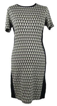 Dámské černo-béžovo-bílé vzorované úpletové šaty Select 