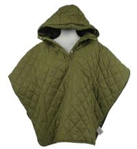 Dámské khaki šusťákové prošívané zateplené pončo s kapucí Threadbare