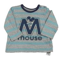 Šedo-modré pruhované triko s Mickey Mousem George