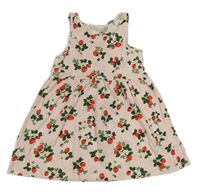 Svetloružové bavlnené šaty s jahůdkami H&M