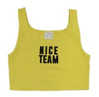Žltý crop top s nápisom Zara