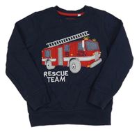 Tmavomodrá mikina s hasičským autom C&A