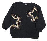 Černý svetr s hvězdami z flitrů TU