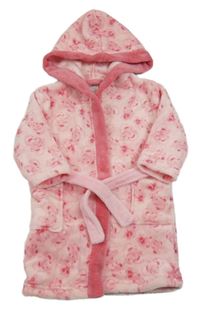 Svetloružový chlpatý župan s Minnie a kapucňou Disney