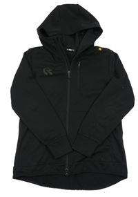 Čierna športová prepínaci mikina s potlačou a kapucňou