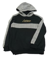 Čierno-biela mikina s nápisom a kapucňou George