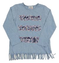 Modré tričko s kvietkami a nápisom Topolino