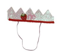 Kostým- Růžovo-stříbrná třpytivá korunka s jahůdkou