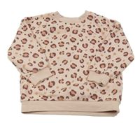 Ružovo-vínová mikina s leopardním vzorom F&F