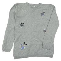 Svetlosivý sveter s hviezdami a flitrami Primark