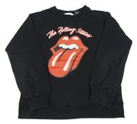 Čierna mikina so perami a jazykem - Rolling Stones Mango