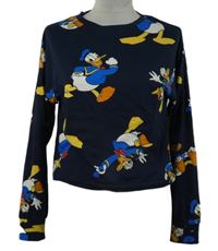 Dámské tmavomodré pyžamové crop triko s Donaldem Disney