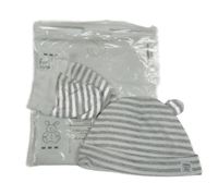 Nové - 2set - Šedo-bílá pruhovaná čepice s oušky + rukavice Dunnes Stores