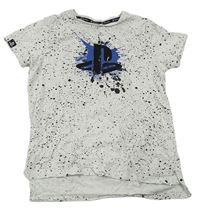 Bielo-čierne vzorované tričko s logem - PlayStation