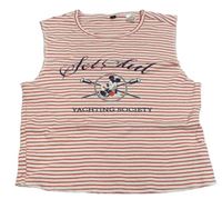 Červeno-biele pruhované crop tričko s Minnie Disney