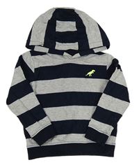Tmavomodro-sivá pruhovaná mikina s dinem a kapucňou zn. M&S