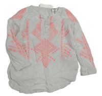 Bielo-neonvá blúzka s výšivkami zn. H&M