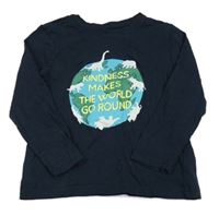 Tmavomodré triko se zeměkoulí Primark