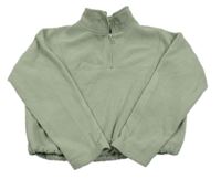 Světlekhaki fleecová crop mikina zn. Primark