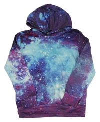 Světlemodro-fialová galaktická mikina s kapucí 