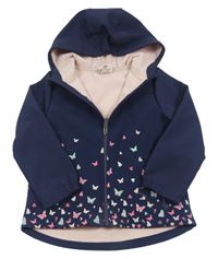Tmavomodrá softshellová bunda s motýlky a kapucí Topolino