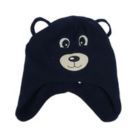 Tmavomodrá fleecová čepice - medvídek