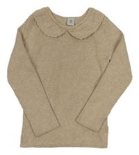 Béžový žebrovaný svetr s límečkem Tu