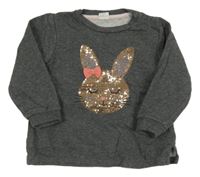 Tmavošedá mikina se zajícem z flitrů H&M