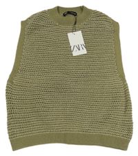 Nové - Khaki melírovaná svetrová vesta Zara