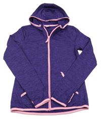 Fialová žíhaná športová prepínaci mikina s kapucňou Yigga