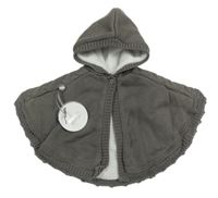Nové - Tmavosivé svetrové zateplené pončo s kapucňou Absorba