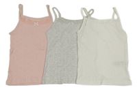 3x košilka s perforovanými srdíčky a krajkou - růžová + bílá + šedá Primark