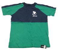 Nové - Tmavomodro-zelené tričko s potiskem