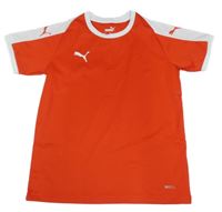 Červené sportovní tričko s bílým lemem Puma