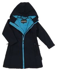 Tmavomodrý softshellový zateplený kabát s kapucí