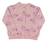 Světlerůžová žebrovaná baseballová mikina s Minnie Disney