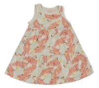 Bielo-korálové vzorované bavlnené šaty s listami Name it