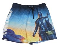 Tmavo-světlemodro-meruňkové plážové kraťasy - Star ars H&M