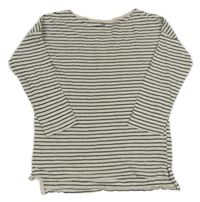 Svetlošedá -čierne pruhované melírované tričko H&M