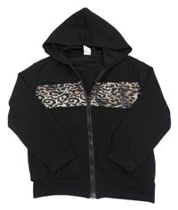Čierno-leopardí prepínaci mikina s kapucňou