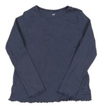 Modrošedé rebrované tričko H&M