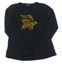 Čierne tričko s hvězdičkou z flitrů S. Oliver