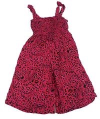Růžovo-černý culottes kalhotový overal George 